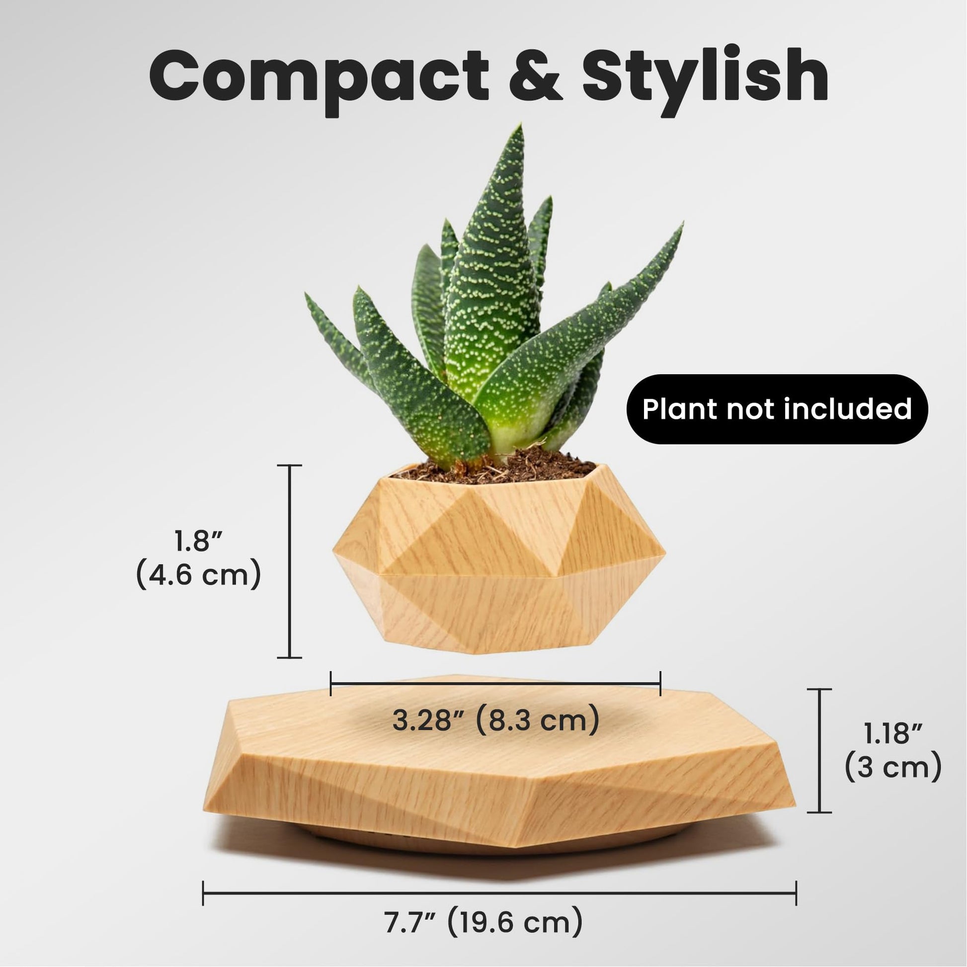 BandDlevs Floating Pots for Plants - Levitating Pot - Levitating Planter for Bonsai, Succulents, Air Plants - Floating Magnetic Display for Home Office Desks - Magnetic Levitation Plant Holder (Wood)