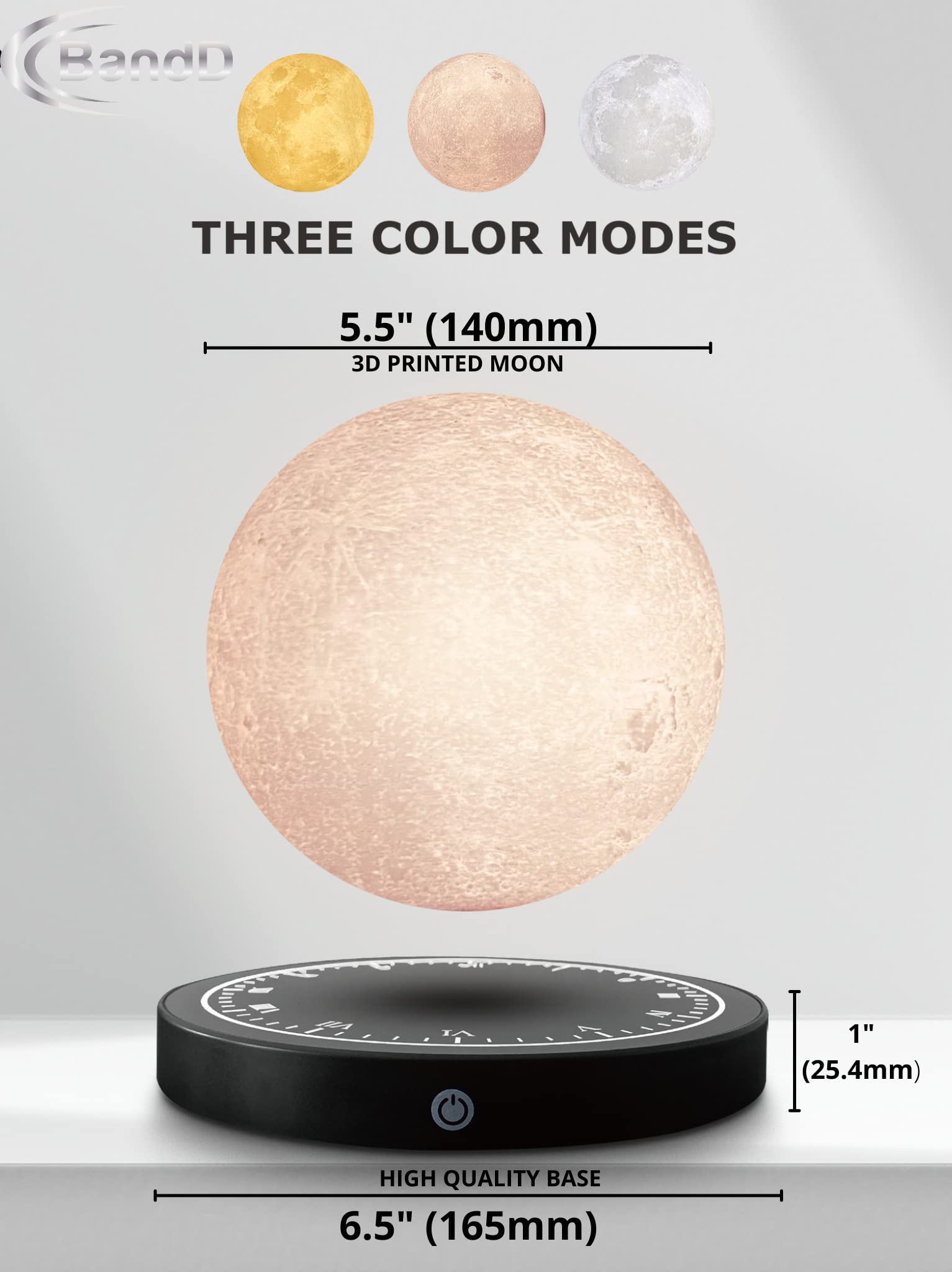 Suspended moon lamp, 3D printed floating lamp. Suspended decorative light, magnetic floating LED moonlight suspension.